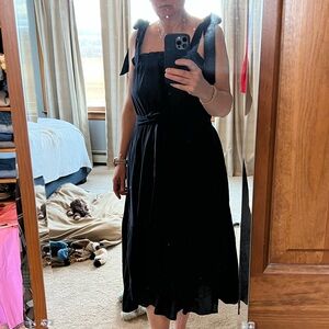 Outerknown Oasis Organic Cotton Gauze Tie-Shoulder Midi Dress with Waist Tie